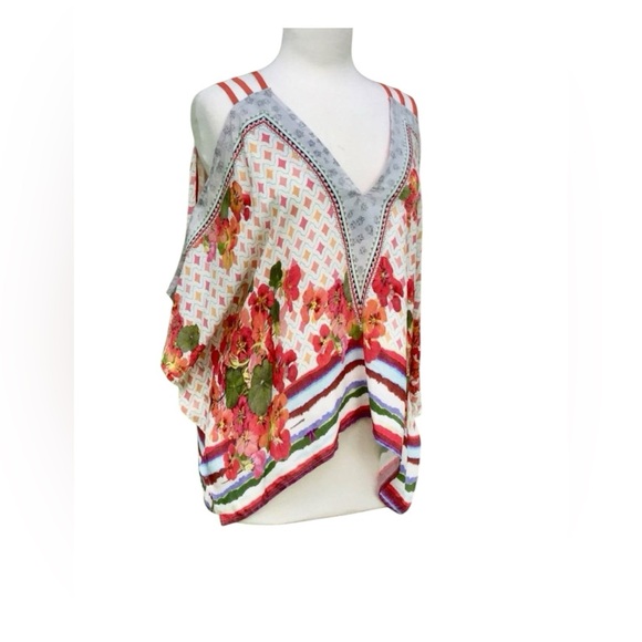 Anthropologie Blank London  Cream and Orange Asymmetrical Blouse size S/M - Picture 4 of 9